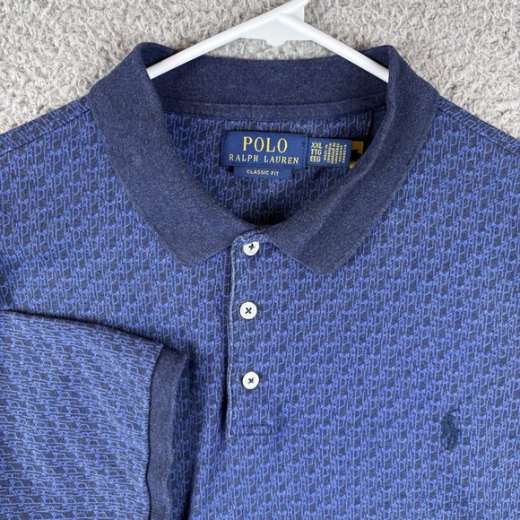 Polo Ralph Lauren Other - Polo Ralph Lauren Shirt Mens  2XL Navy Geometric Classic Fit Soft Cotton Golf